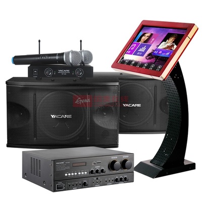 【雅橋Y1影院】雅橋(YACARE)Y1家庭ktv點歌音響套裝 KTV 點歌機 家庭KTV功放音響套裝(紅色 落地款)圖片展示-國美在線雅樂購影音旗艦店